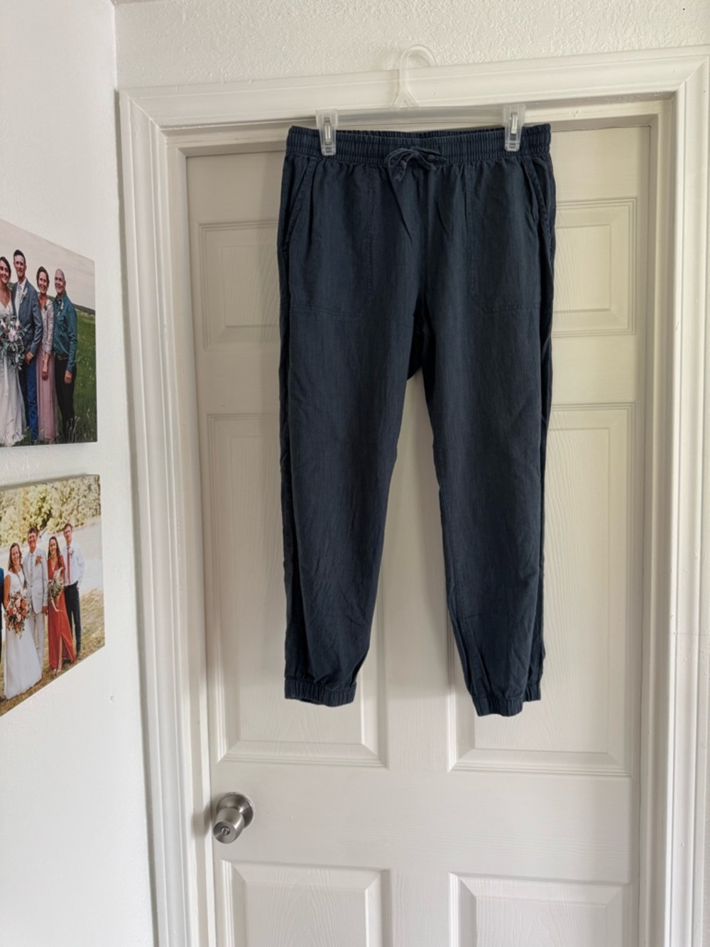 Prana Navy Blue Drawstring Joggers, Size Medium